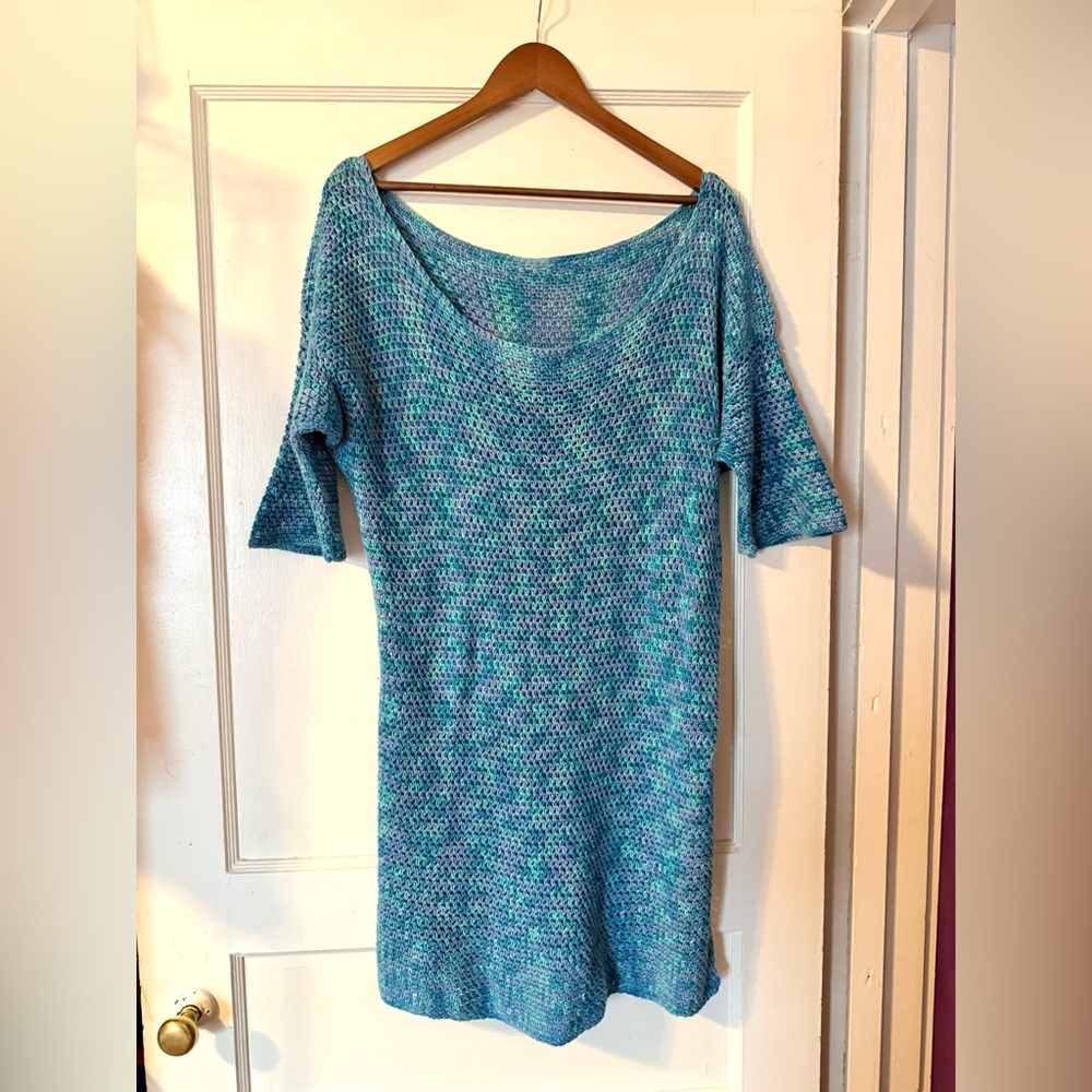 Mermaid Blue crochet Knit Dress